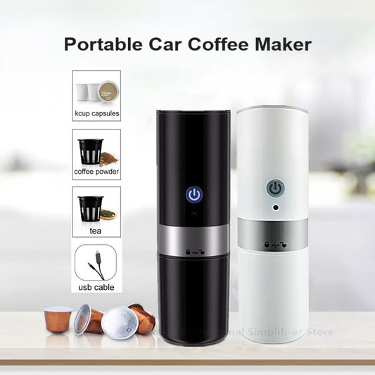 Portable Capsule Coffee Machine – USB & Battery-Powered Mini Espresso Maker for Travel, Office, Home – Works with K-Cups & Ground Coffee (200ml, 5 Cups)